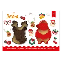 Decora Guetzli-Ausstecher Weihnachtsmann und Rentier - Materialtyp: Kunststoff - Material: Kunststoff - Backform Typ: Guetzli-Ausstecher - Detailfarbe: Braun - Rot