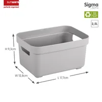 Sigma Home Aufbewahrungsbox 2.5 Liter Grau - Breite: 17.7 cm - Höhe: 12.8 cm - Tiefe: 9.3 cm - Volumen: 2.5 l - Produkttyp: Aufbewahrungsbox - Verpackungseinheit: 1 Stück