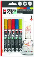 Marabu Porzellan- und Glasmarker Summer 5 Stück - Strichstärke: 1-2 mm - Verpackungseinheit: 5 Stück - Oberfläche: Porzellan - Glas - Set: Ja - Detailfarbe: Gelb - Blau - Rot - Hellgrün - Orange - Eigenschaft-Stift: Keine