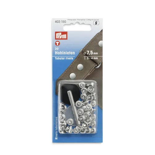 Prym Hohlnieten 3-4 mm, 20 Stück - Produkttyp: Hohlnieten - Material: Messing
