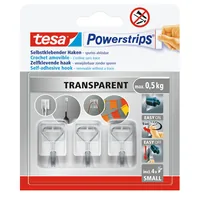 tesa Klebehaken Powerstrips Haken Small Weiss, 1 kg Haltekraft - Verpackungseinheit: 3 Stück - Material: Polystyrol (PS) - Metall - Detailfarbe: Weiss - Maximale Tragkraft: 0.08 kg - Widerstandsfähigkeit: Keine Angabe - Klebehaftung: Keine