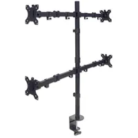 Manhattan Quad Desk Mount for TV & Monitors, For screens 10" to 27", Stand or Clamp Assembly, VESA compatibility: 75x75 and 100x100mm - check the dimensions of the four mounting holes on back of screen to ensure it fits, Max 8kg (each), Black, Bracket