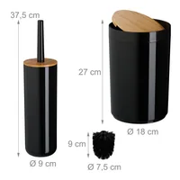 relaxdays Badezimmer-Set 7-teilig, Schwarz - Befestigung: Keine - Material: Kunststoff - Bambus - Farbe: Schwarz - Wandmontage: Nein