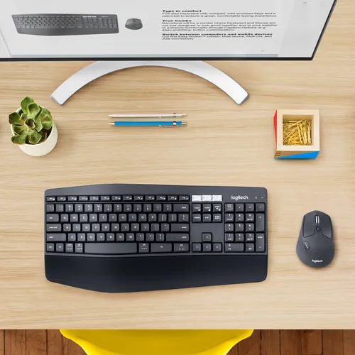 Logitech 920-008221 Tastatur Maus enthalten Universal RF Wireless + Bluetooth QWERTZ Deutsch Schwarz