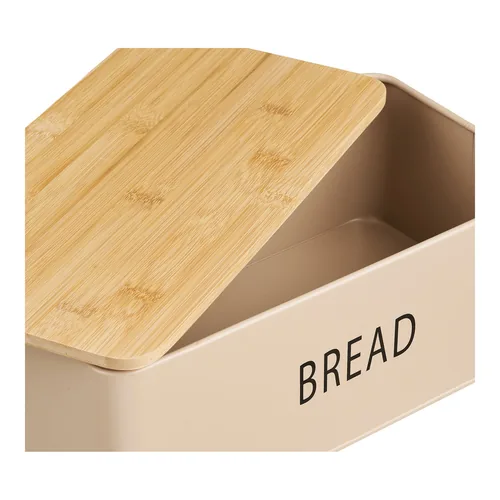 House Nordic Tula bread box Rectangular Beige Metal, Bamboo