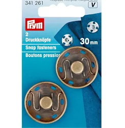 Prym Druckknöpfe Altmessing, 30 mm - Detailfarbe: Messing