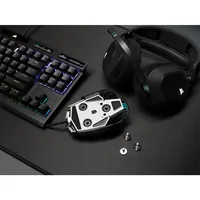 Corsair Gaming-Maus M65 RGB Ultra - Maus Features: Umschaltbare DPI-Auflösung - RGB-Beleuchtung - Daumentaste - Beleuchtung - Herausnehmbare Gewichte - Bedienungsseite: Rechtshänder - Detailfarbe: Lava Schwarz - Schwarz - Gewicht: 97 g - Verbindungsart: V