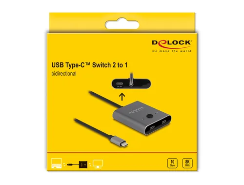 Delock USB 10 Gbps USB Type-C Switch 2 auf 1 bidirektional 8K