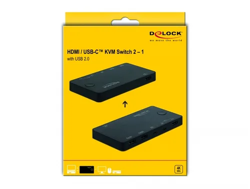 Delock HDMI / USB-C KVM Switch 4K 60 Hz mit USB 2.0