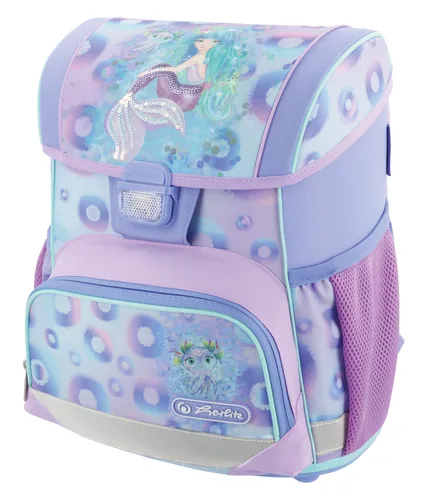 Herlitz Schulthek Loop Plus Mystic Mermaid 4-teiliges Set - Altersempfehlung ab: 6 Jahren - Wasserabweisend: Ja - Detailfarbe: Himmelblau - Hellrosa - Hellviolett - Gewicht: 1000 g - Volumen: 16 l - Motiv: Meerjungfrau