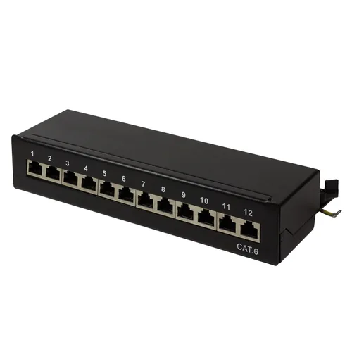 Logilink Patchpanel TischWand Cat.6 STP 12 Ports, schwarz