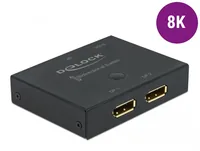 Delock Switchbox 2 Port Displayport 8K/30 Hz Bidirektional - Anzahl Eingänge: 2 × - Steckertyp Seite A: DisplayPort - Anzahl Ausgänge: 1 × - Steckertyp Seite B: DisplayPort - Material: Metall - Bedienungsart: Tasten