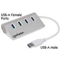 MANHATTAN Hub 4-Port 4xUSB3.0 Alu Strom: USB