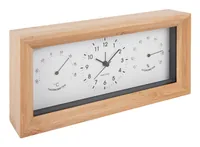 KARLSSON Klassischer Wecker Neat Rectangle Bambus / Weiss - Funktionen: Weckfunktion - Ausstattung: Luftfeuchtigkeit - Zeit - Innentemperatur - Displaytyp: Kein Display - Detailfarbe: Weiss - Funksignal: Nein - Betriebsart: Batteriebetrieb