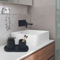 MSV Bad-Utensilienhalter Maonie Schwarz matt, Keramik - Befestigung: Keine - Detailfarbe: Schwarz matt - Wandmontage: Nein - Utensilienhalter Typ: Bad Utensilienhalter - Detailmaterial: Keramik - Grundmaterial: Keramik