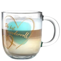 Leonardo Kaffeetasse Emozione – Du bist 400 ml, 1 Stück - Material: Kalk-Natron-Glas - Tassen Typ: Kaffeetasse - Ausstattung: Henkel - Detailfarbe: Transparent - Verpackungseinheit: 1 Stück - Volumen: 400 ml