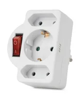 Entac Steckdosenadapter 2x Euro 1x Schukon Schalter weiß