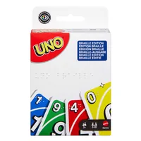 Mattel Spiele Kartenspiel UNO Braille ab 7 Jahren, 2-10 Spieler - Sprache: Deutsch - Französisch - Italienisch - Kategorie: Kartenspiel - Altersempfehlung ab: 7 Jahren - Spieldauer: 20 min - Min. Anzahl Spieler: 2 - Max. Anzahl Spieler: 10