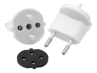 Max Hauri Fixadapter SchuKo Konturenstecker – T11 IP44 mit Moosgummi - Detailfarbe: Weiss - Stromanschluss Seite A: T11 - Schalter: Nein - Stromanschluss Seite B: Schuko - Typ: Fixadapter