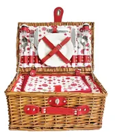 Dameco Picknickkorb für 2 Personen 13-teilig, Rot/Braun - Material: Holz - Weide - Detailfarbe: Rot - Hellbraun - Länge: 40 cm - Anzahl Teile: 13 Teile - Breite: 28 cm - Höhe: 19 cm