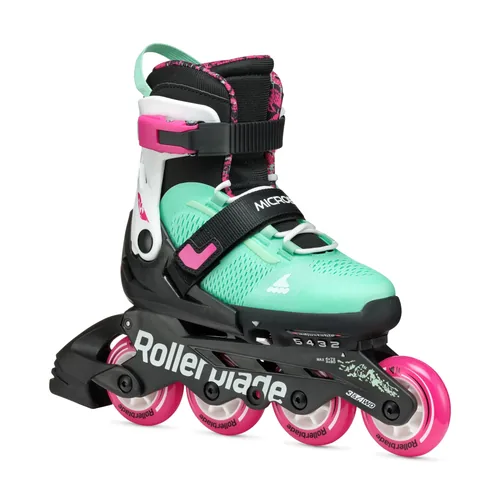 ROLLERBLADE Inline-Skates Microblade XT Schwarz/Meergrün, 33-36.5 - Schuhgrösse (EU): 33-36.5 - Kugellager Norm: SG3 - Anzahl Rollen: 4 - Farbe: Schwarz - Grün - Zielgruppe: Kinder - Verschluss: Klettverschluss - Schnürung - Schaftschnalle
