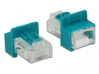 Delock Clip RJ45 Portverriegelung  inkl. Stecker Set 6 Stück - Zubehörtyp: Arretierstift - Detailfarbe: Türkis - Verpackungseinheit: 6 Stück