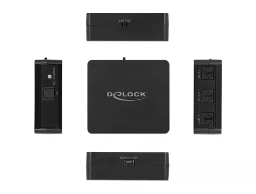 Delock Umschalter Toslink Splitter 1 In 3 Out Toslink - Anzahl Eingänge: 1 × - Anzahl Ausgänge: 3 × - Anschluss Seite A: Toslink - Anschluss Seite B: Toslink