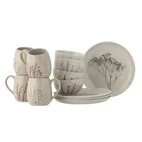 Bloomingville Speise-Service Bea 12-teilig, Nature - Material: Steingut - Teller Typ: Speise-Service - Detailfarbe: Nature - Form: Rund