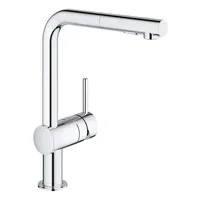 GROHE Küchenarmatur Minta 1/2?, L-Auslauf - Material: Messing - Montage: Standmontage - Anschlussmass: 1/2 - Ausziehbare Brause: Ja - Anzahl Strahlarten: 2 - Farbe: Chrom