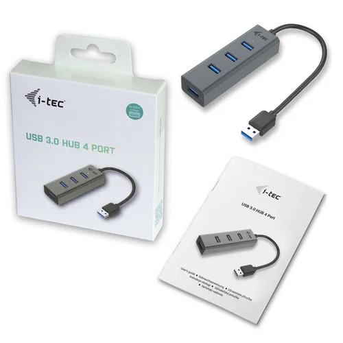 I-TEC USB 3.0 Metal HUB 4 port without power adapter ideal for Notebook Ultrabook Tablet PC supports Win und Mac OS