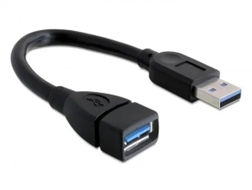 Delock USB 3.0-Verlängerungskabel  USB A - USB A 0.15 m - Kabeltyp: Verlängerungskabel - Detailfarbe: Schwarz - USB Standard: 3.0/3.1/3.2 Gen 1 (5 Gbps) - Länge: 0.15 m - USB Anschluss 2 (Endgerät): USB A - Geschlecht Anschluss 2 (Endgerät): Female (Buchs
