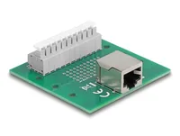 Delock RJ50 Buchse zu Terminalblock mit Drucktaster für Hutschiene