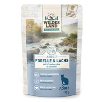 Wildes Land Nassfutter Adult Forelle & Lachs 90 g - Tierbedürfnis: Kein besonderes Bedürfnis - Geschmacksrichtung: Fisch - Zertifikate: Keine Zertifizierung - Fleischsorte: Forelle - Lachs - Packungsgrösse: 90 g - Futtereigenschaft: Getreidefrei - Ohne kü