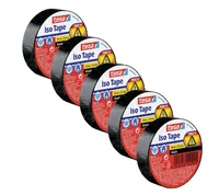 tesa Isolierband -Set Iso Tape, 15 mm x 10 m, 5 Rollen, Schwarz - Breite: 15 mm - Länge: 10 m - Verpackungseinheit: 5 Stück - Detailfarbe: Schwarz - Klebehaftung: Stark haftend - Art: Isolierband
