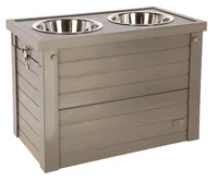 Kerbl ECO-Futter- und Trinkbar Dinner 54 cm x 30 cm x 39.5 cm - Material: Recycling-Kunststoff - Recyceltes Holz - Edelstahl - Tierart: Hund - Produkttyp: Wassernapf