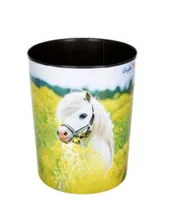 Läufer Papierkorb 13 L, Pferde im Rapsfeld - Fassungsvermögen: 13 l - Höhe: 30 cm - Anzahl Behälter: 1 - Material: Kunststoff - Detailfarbe: Mehrfarbig - Form: Rund