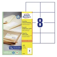 Avery Zweckform Universal-Etiketten LR3427 105 x 74 mm, 100 Blatt - Klebehaftung: Stark haftend - Drucker Kompatibilität: Inkjet - Laser - Anzahl Blatt: 100 × - Papierformat: A4 - Anzahl Etiketten: 800 - Etikettengrösse: 105 x 74 mm