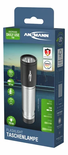 Ansmann Taschenlampe Daily Use 70B - Einsatzbereich: Reisen - Outdoor & Camping - Wandern - Betriebsart: Batteriebetrieb - Leuchtmittel: LED - Wasserfest: Ja - Leuchtweite: 67 m - Max. Laufzeit: 30 h