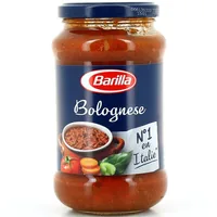 Barilla Pastasauce Sugo Bolognese 400 g - Produkttyp: Tomatensaucen mit Fleisch - Nährwertangabe pro: 100 g - Energiegehalt (in kj): 322 KJ - Energiegehalt (in kcal): 77 Kcal - Fett: 4 g - Davon gesättigte Fettsäuren: 1.4 g