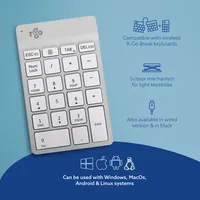 R-Go Tools RGOCONMWLWH clavier numérique Ordinateur portable Bluetooth Blanc
