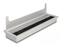 Delock Einbaurahmen für Tisch mit Bürste 280x80x28mm, Silber - Zubehörtyp Steckerleisten: Einbaurahmen