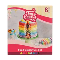 Funcakes Lebensmittelfarben-Set 8 Stück, mehrfarbig - Zertifikate: Keine Zertifizierung - Packungsgrösse: 260 g - Eigenschaft: Gel - Detailfarbe: Hellblau - Rosa - Grün - Blau - Violett - Gelb - Schwarz - Rot - Fairtrade: Nein - Bio: Nein