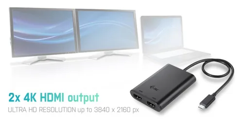 I-TEC USB C to Dual HDMI Port VideoAdapter 2x HDMI Port 4K Ultra HD compatible with Thunderbolt 3