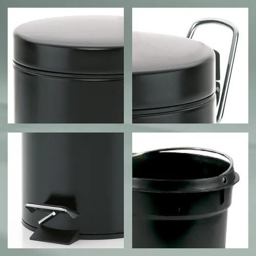 Kela Kosmetikeimer Monaco 3 l, Schwarz - Fassungsvermögen: 3 l - Höhe: 26 cm - Anzahl Behälter: 1 - Detailfarbe: Schwarz - Form: Rund - Material: Metall