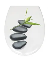Kleine Wolke Toilettensitz Zen mit Absenkautomatik, Weiss/Grau/Grün - Breite: 37 cm - Länge: 45 cm - Detailfarbe: Grün - Weiss - Grau