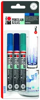 Marabu Porzellan- und Glasmarker Seaside 3 Stück - Strichstärke: 1-2 mm - Verpackungseinheit: 3 Stück - Oberfläche: Glas - Porzellan - Set: Ja - Detailfarbe: Hellblau - Blau - Türkis - Eigenschaft-Stift: Keine