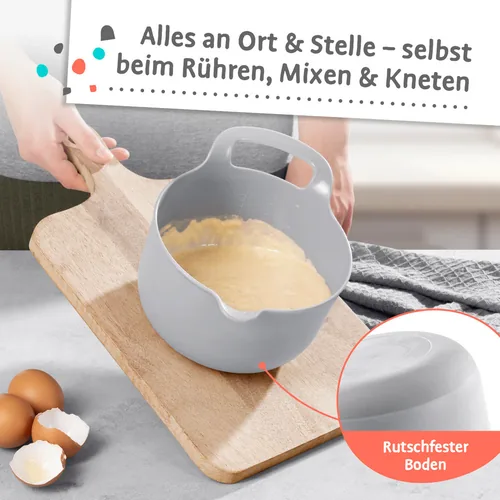 GOURMETmaxx Schüssel 4-teilig, , 4 Stück, Schwarz/Grau/Weiss - Unterteilungsmöglichkeit: Nein - Material: Kunststoff - Detailfarbe: Grau - Schwarz - Weiss - Set: Ja - Form: Rund