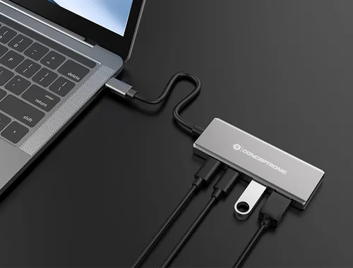 CONCEPTRONIC 4-1 Dock USB-C->2xUSB-C2xUSB-A100WPD 25cm gr