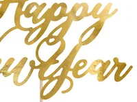Partydeco Kuchen-Topper Happy New Year 1 Stück, Gold - Material: Papier - Motiv: Neujahr - Verpackungseinheit: 1 Stück - Detailfarbe: Gold