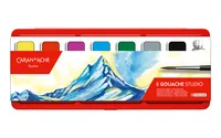 CARAN D'ACHE Deckfarbe Gouache 1000.308 7 Farben Deckweiss, Pinsel